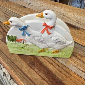 Otagiri Ceramic Duck Napkin Or Letter Holder 2 Sided Design Vintage Japan Mail h